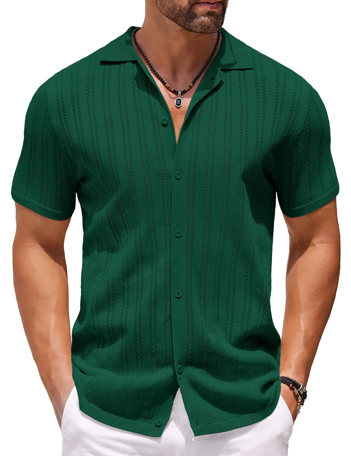 Men's Knit Green Polo Shirts